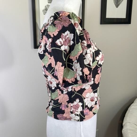 NWOT Who What Wear floral linen blend crop top, size XS - Picture 4 of 7